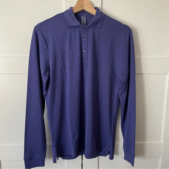 Outdoor Voices Birdie Long sleeve Polo Color: Oceanic/ Blue-Violet Golf Preppy - Picture 4 of 15